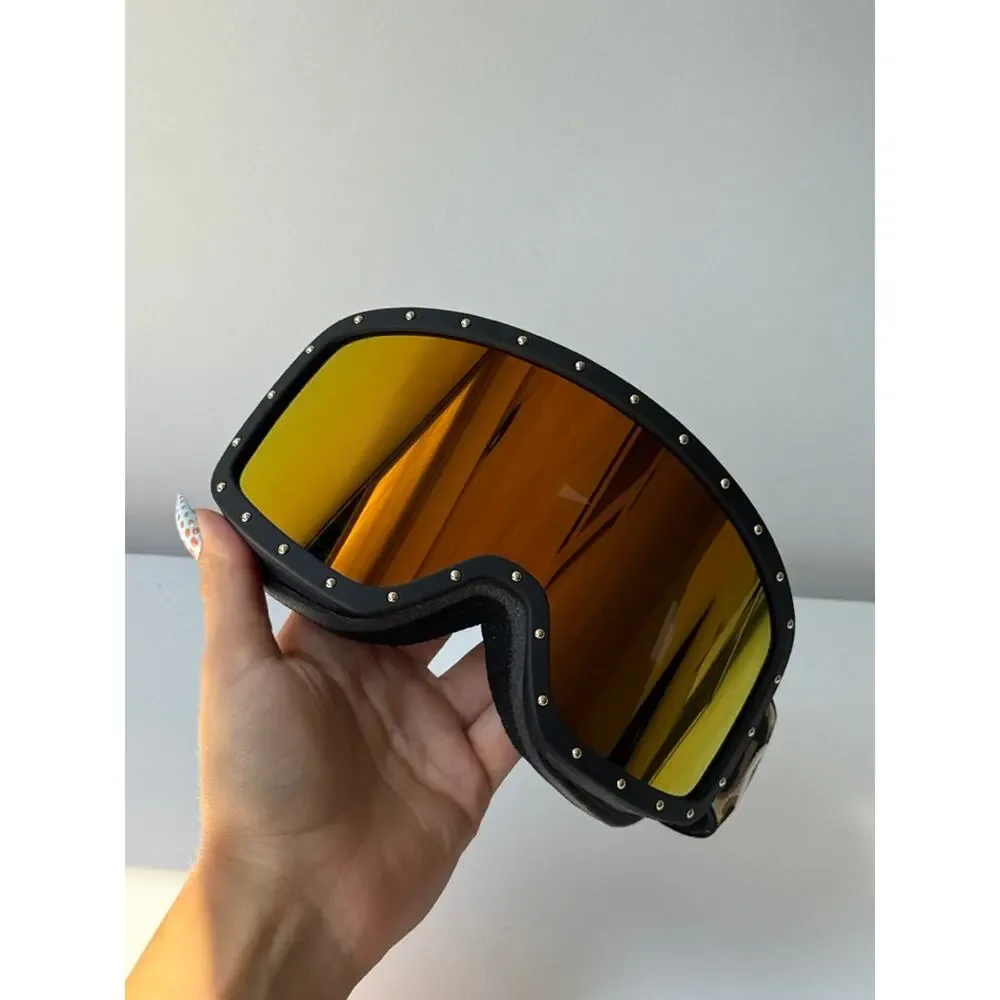 NEW Celine CL40196U Black Gold Cheetah Mirrored Ski Goggles - Picture 6 of 7